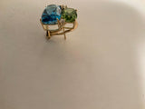18Kt Yellow Gold Cushion Cut Cabochon Peridot Earrings with Diamonds