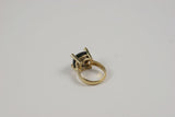 18kt Yellow Gold faceted Cushion Ring with Smoky Topaz and Diamonds
