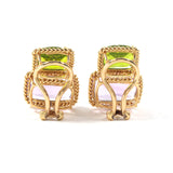 18kt Yellow Gold Two Stone Cushion Cut Earring with Rope Twist Border