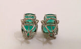Double Cushion Green Quartz Earrings with Detachable Pearls