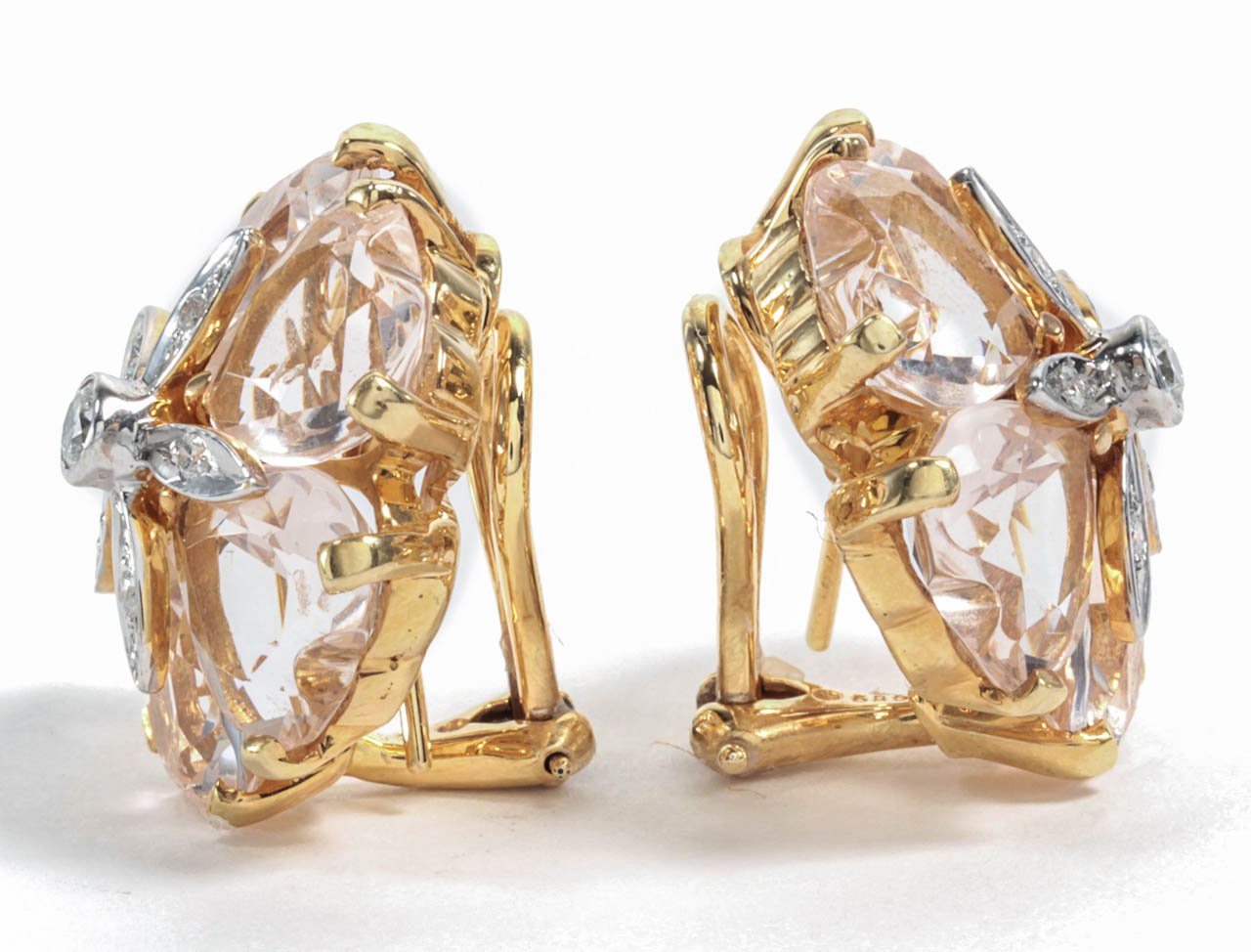 Kunzite Yellow Gold Sand Dollar Earrings