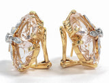 Kunzite Yellow Gold Sand Dollar Earrings
