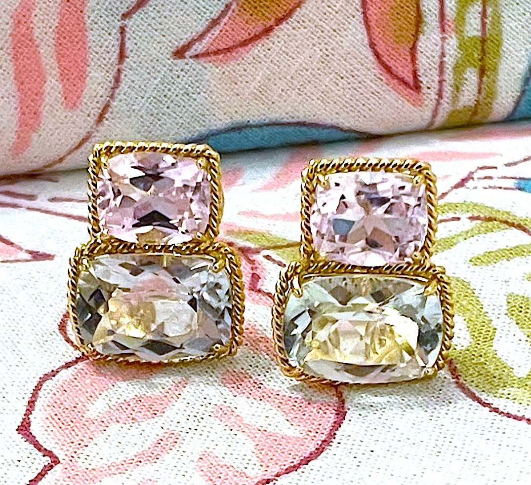 Medium 18kt White Gold GUM DROP™  Ring with Morganite and Amethyst