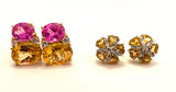 Gold Three Stone Ring with Rope Twist Border