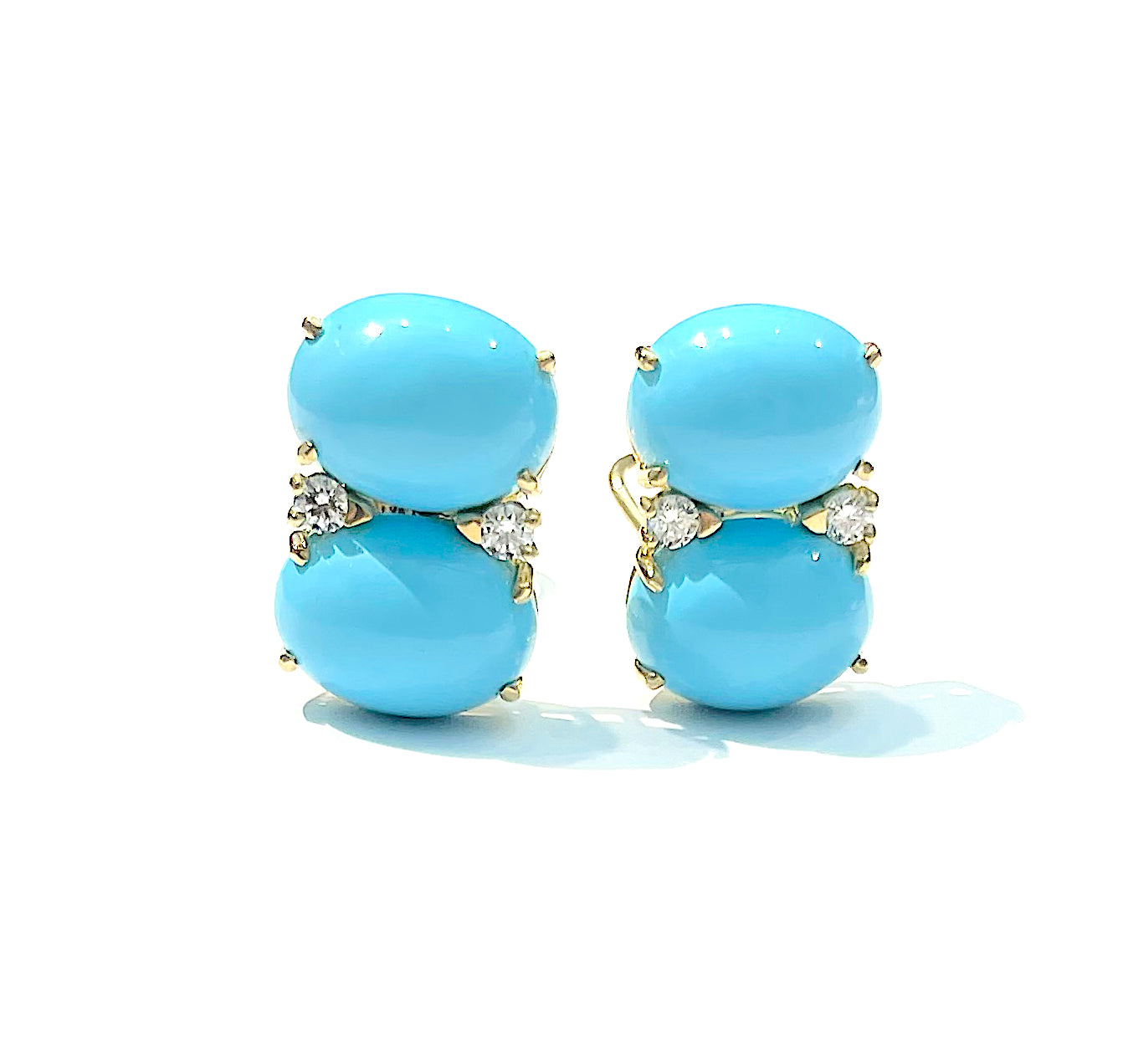 Grande GUM DROP™ Earrings with Cabochon Turquoise and Diamonds