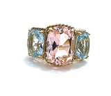 18kt Yellow Gold Medium Cushion Cut Earring with Rope Twist Border with Iolite and Blue Topaz