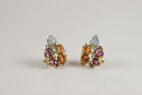 18kt White gold Three Flower Cluster Earring
