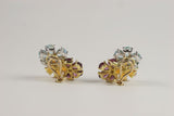 18kt White gold Three Flower Cluster Earring