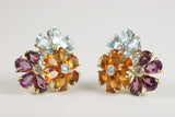 18kt White gold Three Flower Cluster Earring