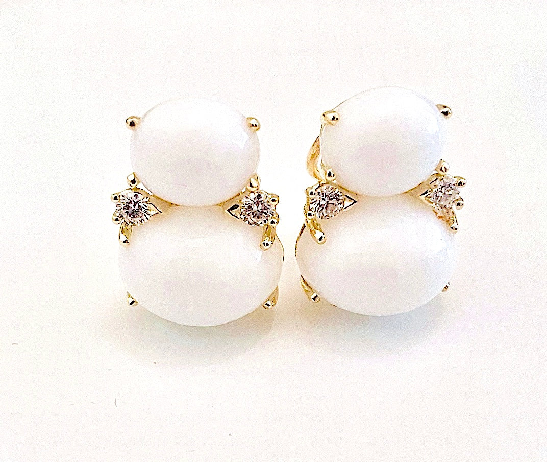 Large GUM DROP™ Earrings with Cabochon Turquoise and Diamonds