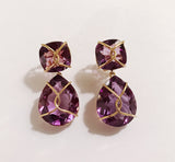 Yellow Gold Wrapped Drop Earring with Purple Amethyst