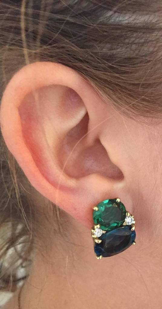 Grande GUM DROP™ Earrings with Cabochon Turquoise and Diamonds