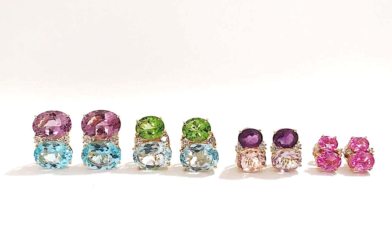 Mini GUM DROP™ Earrings with Pink Topaz and Diamonds