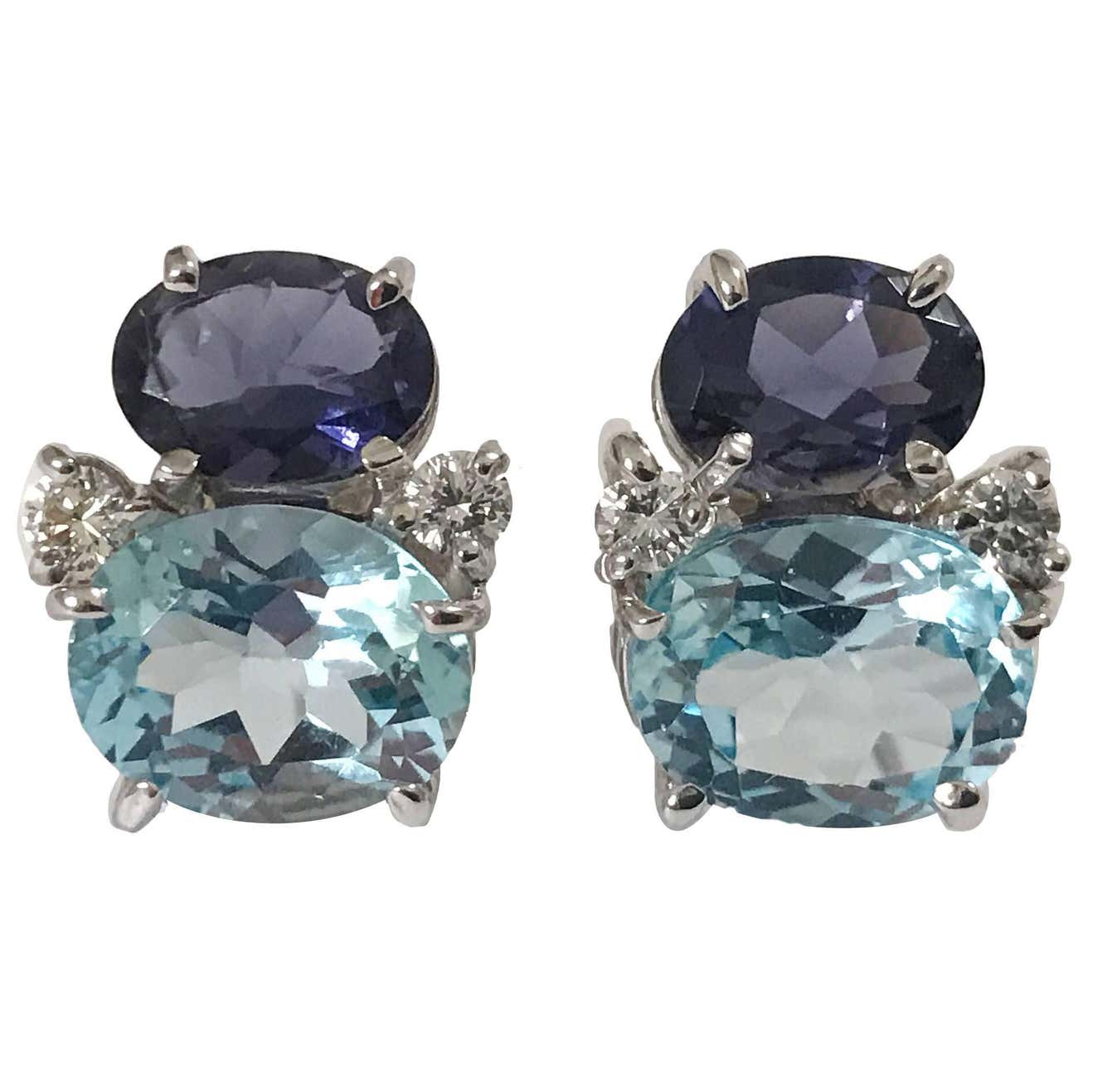 Mini GUM DROP™ ADELE Earrings with Citrine and Cabochon Smokey Topaz and Diamond