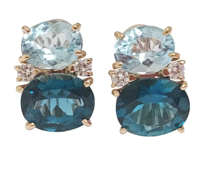 Medium GUM DROP™ Earrings with Blue Topaz Peridot and Diamonds