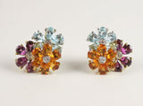 18kt White gold Three Flower Cluster Earring