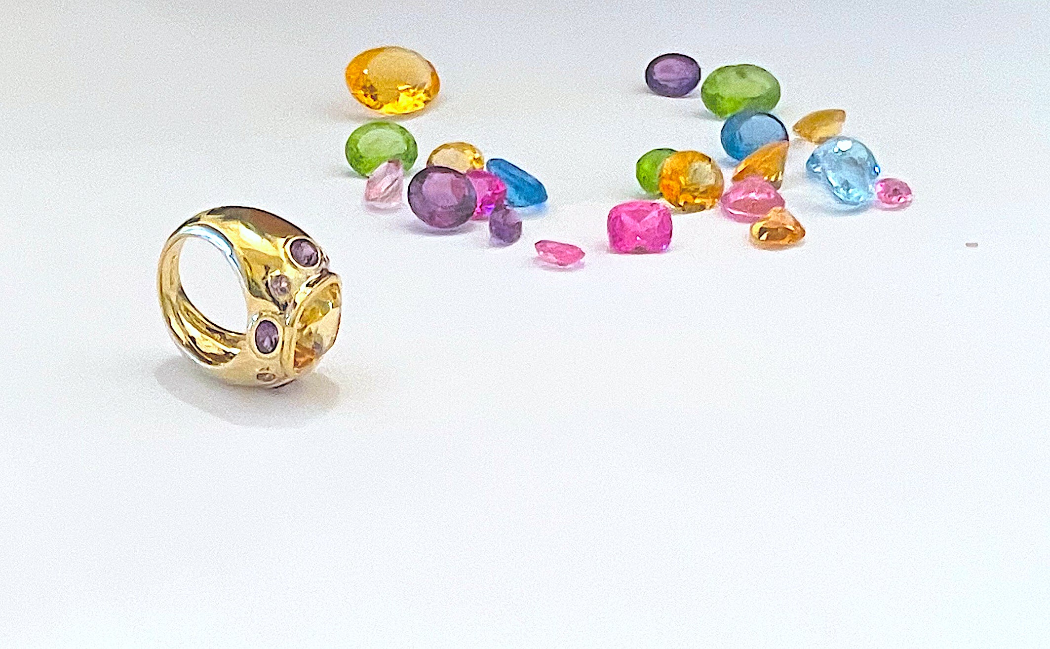 Bonheur Ring with Citrine, Amethyst and Pale Amethyst Domed Ring
