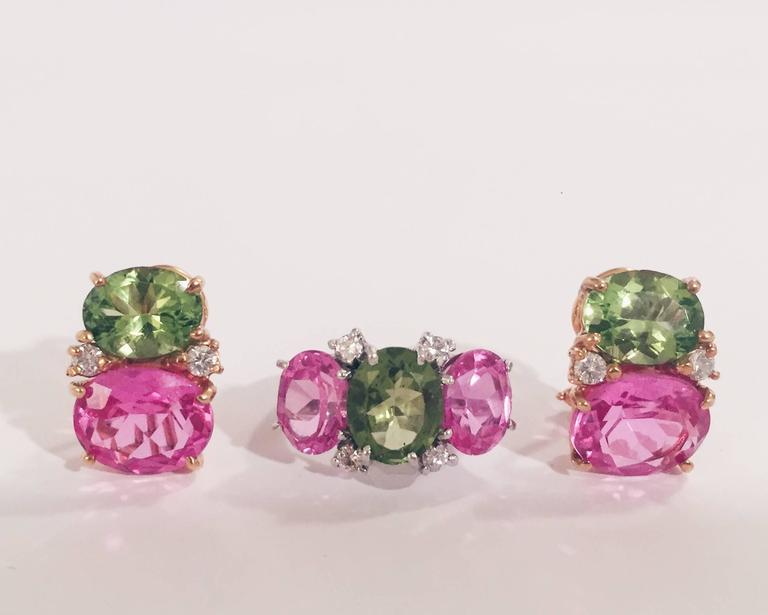 Small GUM DROP™ Ring with Pink Topaz and Citrine and Diamonds