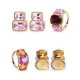 18kt Yellow Gold Two Stone Cushion Cut Earring with Rope Twist Border