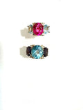Medium 18kt Yellow Gold GUM DROP™ Ring with Pink Topaz and Iolite