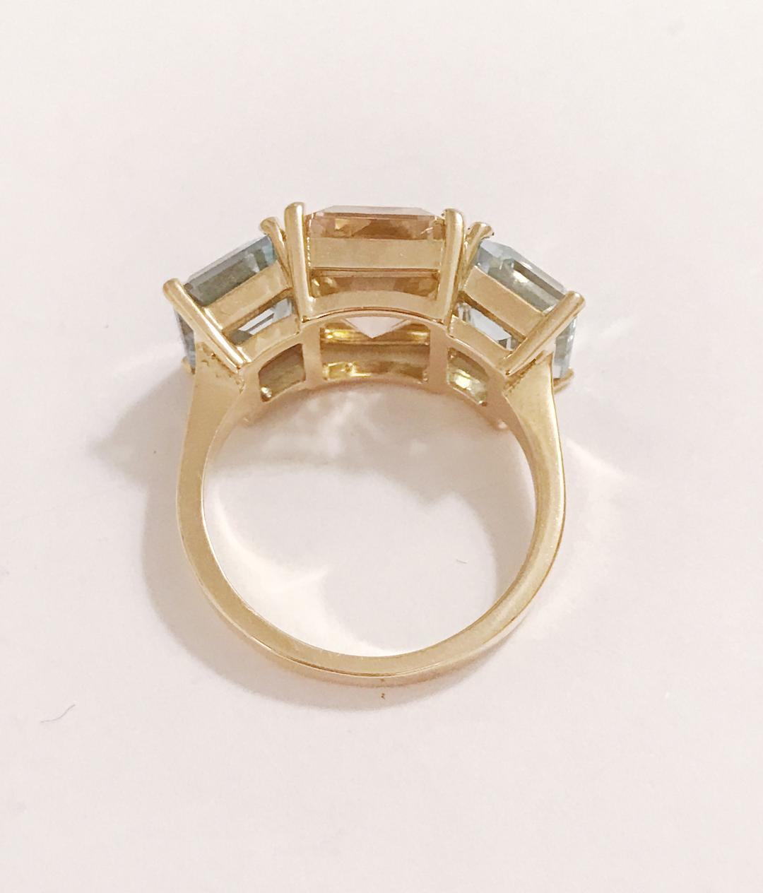 Mini Yellow Gold Semi Precious Emerald Cut Ring