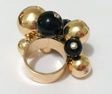 18kt Yellow Gold and Onyx Tassel Ring with Diamonds