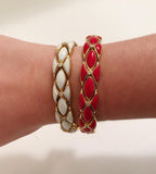 Yellow Gold Cuff Bracelet with Coral Resin and Diamonds