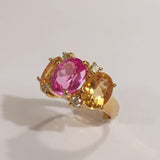 Small GUM DROP™ Ring with Pink Topaz and Citrine and Diamonds