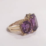 Elegant Three Stone Ring with Gold Rope Twist Border
