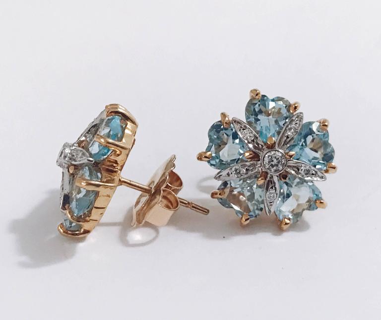 Blue Topaz Diamond Mini Sand Dollar Earrings